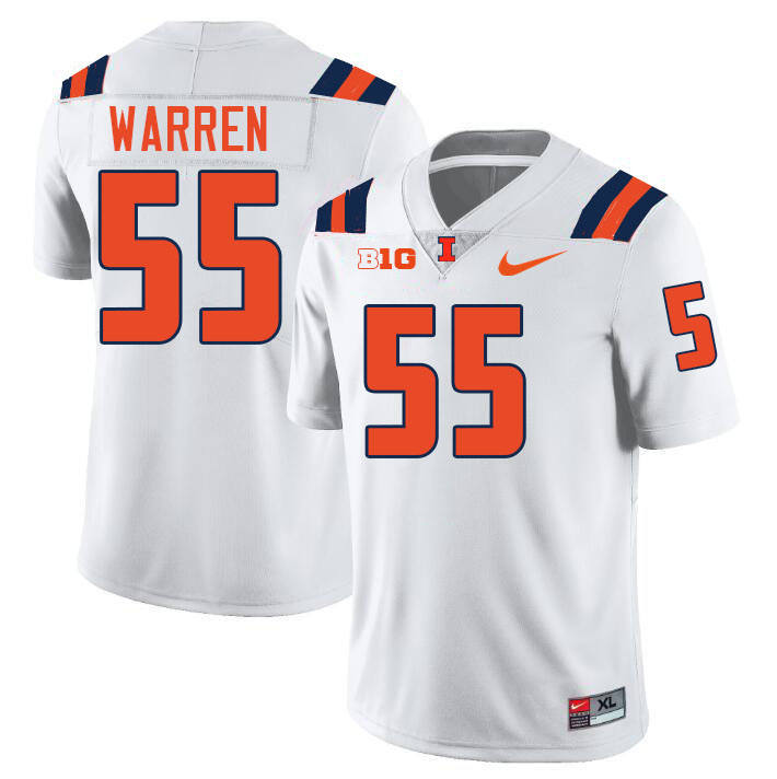 Men #55 Jeremiah Warren Illinois Fighting Illini College Football Jerseys Stitched-White